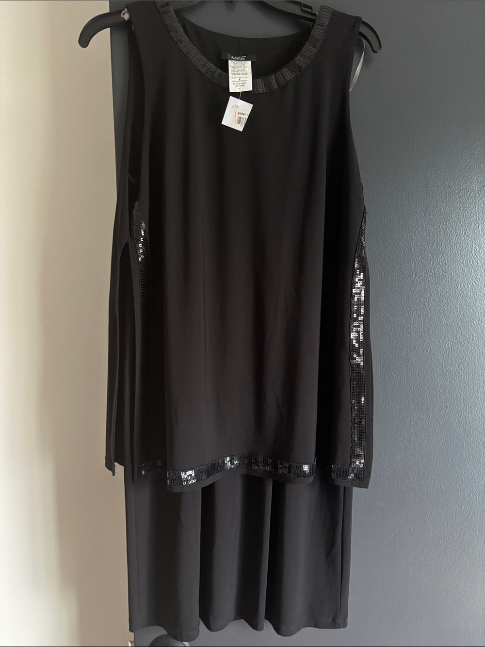 Black evening dress.